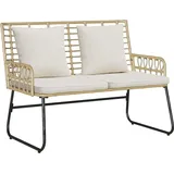 Gartenbank Braun und Creme Poly-Rattan - Braun