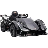 TPFLiving Elektro-Kinderauto Lamborghini V12 Vision Gran Turismo schwarz - Kinderauto - Elektroauto - Ledersitz und Sicherheitsgurt