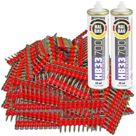 ConToo Set Betonnägel 25mm 2000Stück HB42 + 2 x Gaspatrone HB33 für Stiftnagler