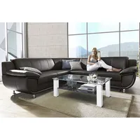 Ecksofa TRENDMANUFAKTUR "Rondo wahlweise mit Schlaffunktion, bequeme Armlehnen", braun, B:267cm H:85cm T:247cm, Microfaser PRIMABELLE (100% Polyester);Kunstleder SOFTLUX;Struktur (54% Polyacryl, 46% Polyester);NaturLEDER (echtes Rindsleder) in Sitz und Rücken, Korpus Kunstleder SOFTLUX, Sofas, Ecksofa, L-Form, wahlw.mit Federkern, Füße chromfarben, Unser Dauertiefpreis