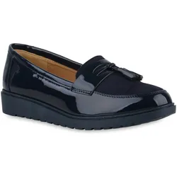 Damen Loafers in Dunkelblau Lack