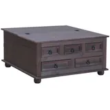 VCM ebuy24 Couchtisch mit 5 Schubladen 91x91 kolonial gebeitzt/Wachs.