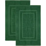 NatureMark 2er Pack Badvorleger Badematte | Premium Qualität | 100% Baumwolle | 50 x 80 cm | Duschvorleger Duschmatte Doppelpack | Farbe: Dunkel grün