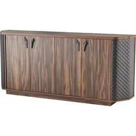 aea Arbeitszimmer-Set Bürotisch Bürostuhl Sideboard Schwarz Braun Chefsessel - Schwarz