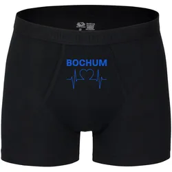 multifanshop Herren Boxer Short - Bochum - Herzschlag - Druck blau - Unterwäsche