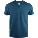 JONATHAN UNIFORM Kasack Herren Pflege Leichter Stoff Medizinische Berufsbekleidung, Arzt Kostüm OP Kasack Herren V-Ausschnitt Kurzarm Schlupfkasack (Blau, 2XL)