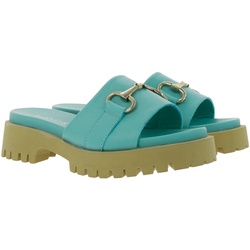 BABOUCHE Lifestyle Damen Plateau-Sandaletten stylische Pantoletten aus Nappa-Leder 130 Baby-Blau - 36