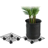 Relaxdays Pflanzenroller eckig 2er Set 28 x 28 cm schwarz