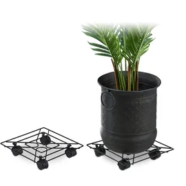 Relaxdays Pflanzenroller eckig 2er Set 28 x 28 cm schwarz