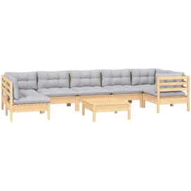 vidaXL Garten-Lounge-Set 8-tlg. grau Kiefernholz