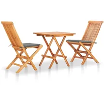 vidaXL Teak Set 3-tlg. Tisch 60 x 60 cm natur klappbar