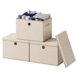 Songmics Aufbewahrungsbox 43 x 30 x 30 cm 3-tlg. beige