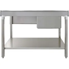 MonsterShop Gastrospüle Spültisch Edelstahl Spülbecken 1 Becken Links Spültheke Waschtisch - Silber