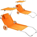 CASARIA Sonnenliege 2er Set 200 x 65 x 30 cm Orange