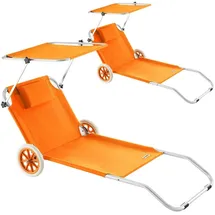 CASARIA Sonnenliege 2er Set 200 x 65 x 30 cm Orange