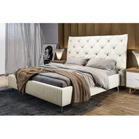 KAWOLA Bett ANNY Polsterbett Leder weiß 140x200cm