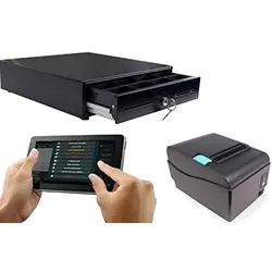 Mobiles Kassensystem für GASTRONOMIE: 7" Bedienerterminal, 2xBondrucker, Geldlade