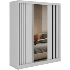 MKS Schiebetürenschrank DIANA 180 x 216 x 61 cm Weiß/Schwarz