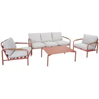 Mendler HWC-O11 Gartengarnitur 3-Sitzer terrakotta/beige