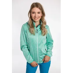 Softshelljacke DEPROC ACTIVE "JOSEPHIN PEAK WOMEN", Damen, Gr. 40 (M), blau (türkis), 100% Polyester, casual, tailliert, Langarm gerader Abschluss mit verstellbarem Klettverschluss,mit Windstopper, Jacken Outdoorbekleidung Softshelljacke Sportbekleidung Übergangsjacke, mit abnehmbarer Kapuze