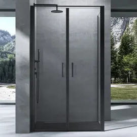 mai & mai Rav66 Duschkabine mit Drehtür 80 x 120 cm Schwarz Sicherheitsglas