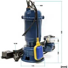 Wiltec Schmutzwasserpumpe 550 W Tauchpumpe mit 10.000 l/h Fördermenge inkl. 20 m Schlauch Pumpe