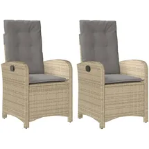 vidaXL Gartensessel Kissen 2Stk. Verstellbar Beigemischung Poly Rattan
