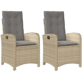 vidaXL Gartensessel Kissen 2Stk. Verstellbar Beigemischung Poly Rattan