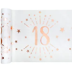 18. Geburtstag roségold Tischläufer 5 m x 30 cm Zahl 18
