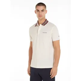 Tommy Hilfiger Poloshirt TOMMY HILFIGER "GIFTING POLO RWB COLLAR REG POLO", Herren, Gr. XL, weiß (ivory petal), Piquu00e9, Obermaterial: 96% Baumwolle, 4% Elasthan, casual, Kurzarm, Shirts, Streifen an Kragen und Bündchen