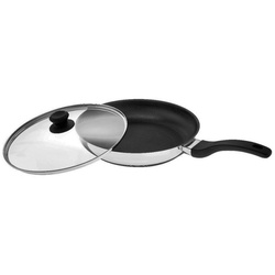 ROHE Germany Schmorpfanne Güteglasdecke, Edelstahl, Kunststoff (Set, 2-tlg., 1 x Pfanne, 1 x Deckel), Ø 28 cm, induktion, antihaftbeschichtet