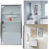 Medizinschrank Apothekerschrank Abschließbar, Medikamentenschrank aus Edelstahl Hausapotheke mit Glastür, Arzneischrank Hängend Silber 30 x 12 x 57,5