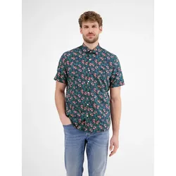 Kurzarmhemd LERROS "LERROS Herren Poplin-Stretchhemd, floral gemustert", Herren, Gr. XXL, Normalgrößen, earth rot, 97% Baumwolle, 3% Elasthan, Kurzarm, Hemden