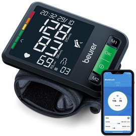 Beurer BC 87 Handgelenk-Blutdruckmessgerät mit App-Anbindung, XL-Display, Ruheindikator, Inflation-Technology, farbigem Risiko-Indikator und Arrhythmie-Erkennung