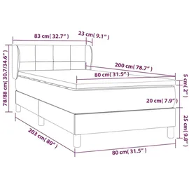 vidaXL Boxspringbett 80 x 200 cm Hellgrau