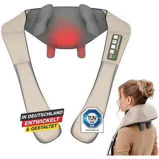 DONNERBERG® Das Original Proneck MARKTNEUHEIT 2024 Professionelles Nackenmassagegerät mit Wärme Beige Massagegerät Kabellos Markenakku 7 Jahre Donnerberg Kraftmotor Garantie KNM-002