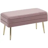 Beliani Bank mit Stauraum aus Samtstoff in rosa/Gold Durham