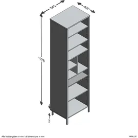 FMD Aktenregal »InLoft«, 3 verstellbaren Einlegeböden, Bücherregal, artisan eichefarben/Stahl dunkel, Regale, 51104719-0 B/H/T: 54,5 cm x 198 cm x 40,5 cm,