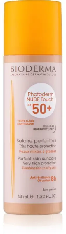 Bioderma Photoderm Nude Touch Getöntes Schutzfluid für gemischte bis fettige Haut SPF 50+ Farbton Light Colour 40 ml