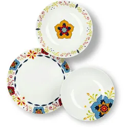 Excelsa Geschirrset 12-Teiliges Tex Mex Porzellan Bunt