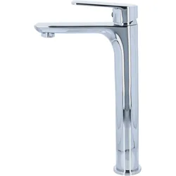 Rosenhahn & Söhne Poel L Design Badarmatur Wasserhahn Badezimmer - Armatur Bad [Chrom] - Heiß + Kalt Waschtischarmatur + Anschlussschläuche