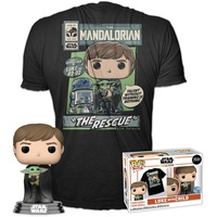 Funko Pop! & Tee: Star Wars: The Mandalorian - Luke with Grogu mit Grogu (The Child, Baby Yoda) - Extra Large - (XL) - T-Shirt - Kleidung mit Vinyl-Sammelfigur - Geschenkidee Für Erwachsene Männer