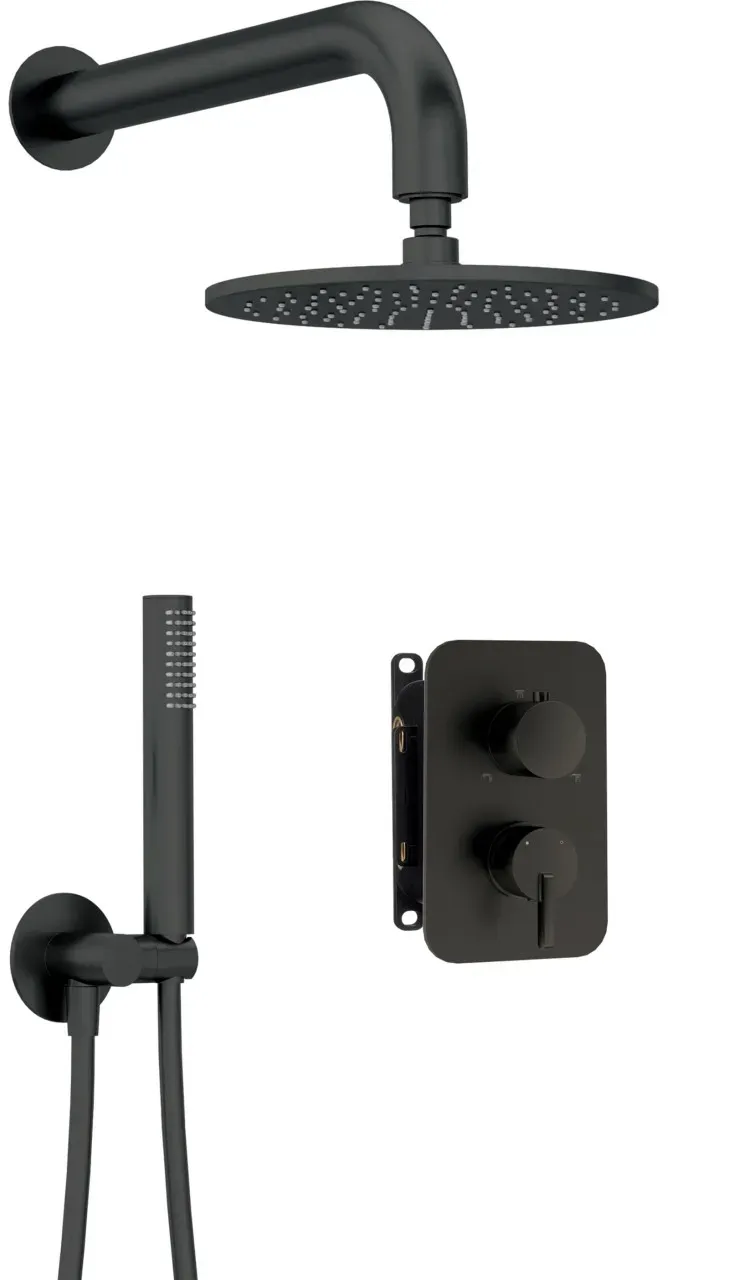 Neuesbad Serie 600 Unterputz Dusch-Set und Kopfbrause, Oberfläche: schwarz matt NB1BXYYNQSM1