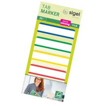 Sigel HN202 Tab Marker, extra starke Haftmarker, 50 x 38 mm, 20 Streifen, für dauerhafte Anwendung, beschriftbar und rückstandsfrei wiederablösbar