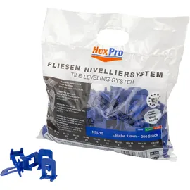 hexpro Fliesen Nivelliersystem 1mm 1,5mm 2mm Laschen, Fliesenstärke bis 15mm Fliesenkeile, Verlegehilfe Set (1 Nivellierset 1mm) Fliesen Verlege Set