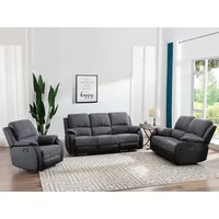 Vente-unique Relaxsofa 3-Sitzer - Microfaser & Kunstleder - Grau