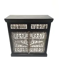 Marrakesch Orient & Mediterran Interior Afrikanische geschnitzte Kommode Simba 93 x 0 x 0 cm Braun