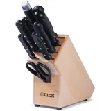 Friedr. Dick DICK Holzmesserblock Superior 9-teilig Messerblock aus Holz, Set inkl. Kochmesser, Gemüsemesser, Spickmesser, Brotmesser, Küchenschere, Fleischgabel + Wetzstahl) 88080000