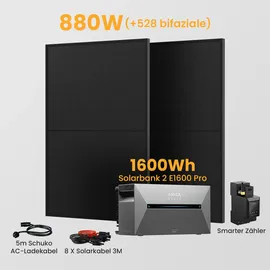 powerness - always be powered SOLIX Solarbank 2 E1600 Pro + Smarter Zähler + 4 x 440Wp Solarpaneele
