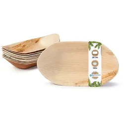 BIOZOYG 100 Stück Einwegschale 20cm Palmblattschale Schiffchenform Einweggeschirr Palmblatt Boot biologisch abbaubar biologisch kompostierbar